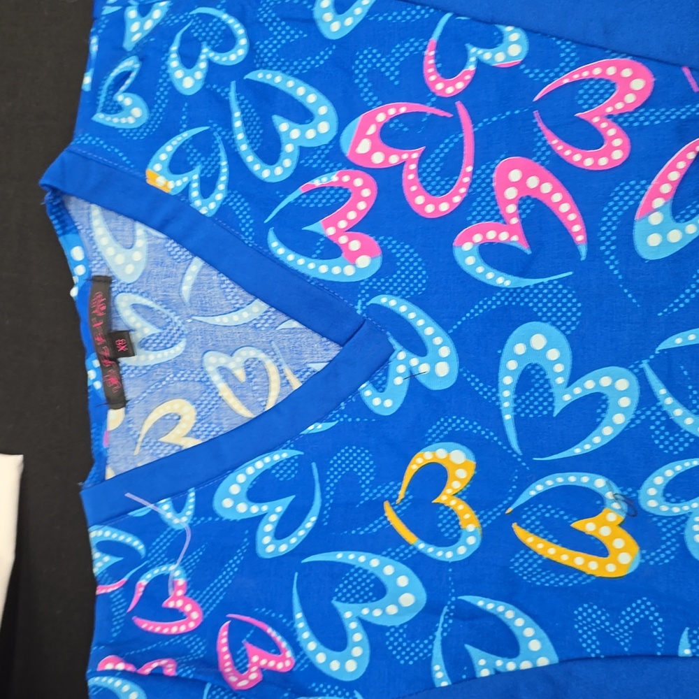 Vibrant Blue Heart Patterned Women's Tunic